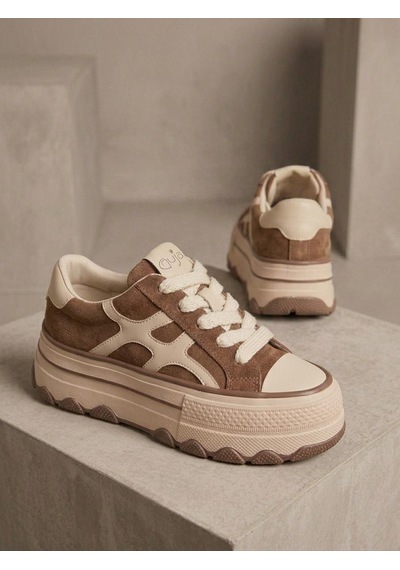 Guja 26k366 Kadın Hakiki Deri Bağcıklı Kalın Taban Sneaker Ayakkabı Camel
