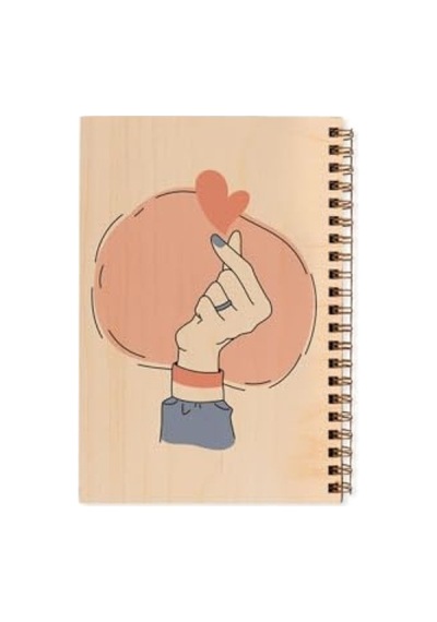 Ahşap Kapaklı Çizgisiz Defter 12x18 Cm, 48 Yaprak 124-Pembe