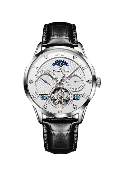 Kronen&söhne Ks4010 Luxury Tourbillon Mekanik Otomatik Erkek Kol Saati Gümüş - Siyah