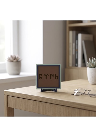 Göktürkçe Türk Yazılı Modern Dekoratif Obje, Yaşam Alanınıza Tarihi Bir Derinlik Katın 10x10 Cm