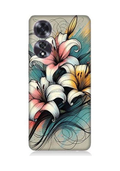 Oppo A60 Uyumlu Yumuşak Hatlı Zambaklar Desenli Silikon Kılıf Çok Renkli