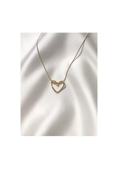 Stainless Steel Çelik Kolye Sade Kalp Gold