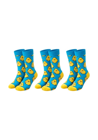 Genel Renkli Civciv Desenli Unisex Çorap 3'lü Set Yumuşak, Esnek, Konforlu Ve Gü Sarı / 36-40 / 3 Adet sari