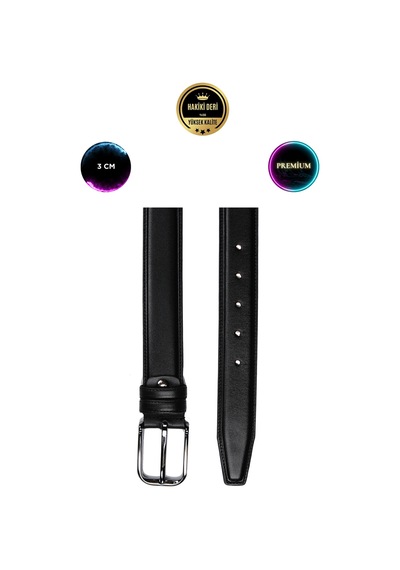 Hakiki Deri Siyah Premium 3 Cm Erkek Kemer Kumaş Siyah