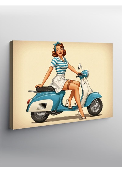 Kanvas Tablo Scooter Kızı Yolculukta