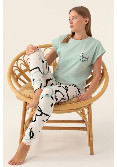 Rolypoly Roly Poly 3399 Cute Kadın Kısa Kol Pijama Takımı 001