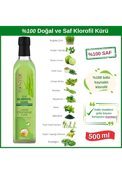 Hanzade Bitkisel Sıvı Klorofil Kürü Cam 500 ML