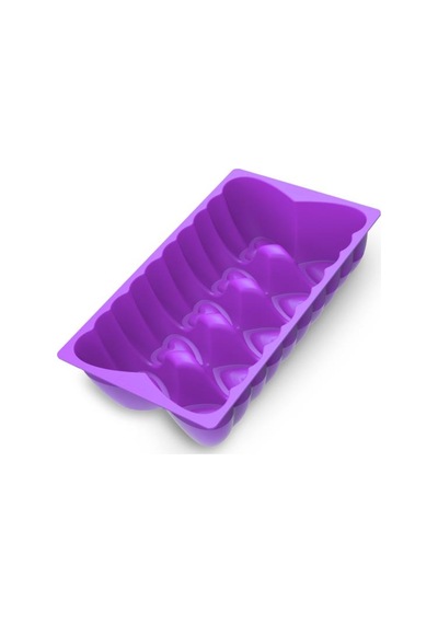 Kalp Desenli Risotto Silikon Baton Kek Kalıbı 26x16 Cm Lila