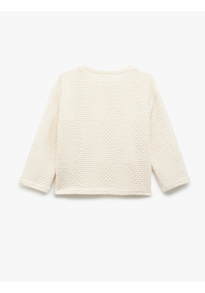 Koton Bisiklet Yaka Uzun Kollu Pamuk Karışımlı Sweatshirt Bej 5skg10591ak Ekru