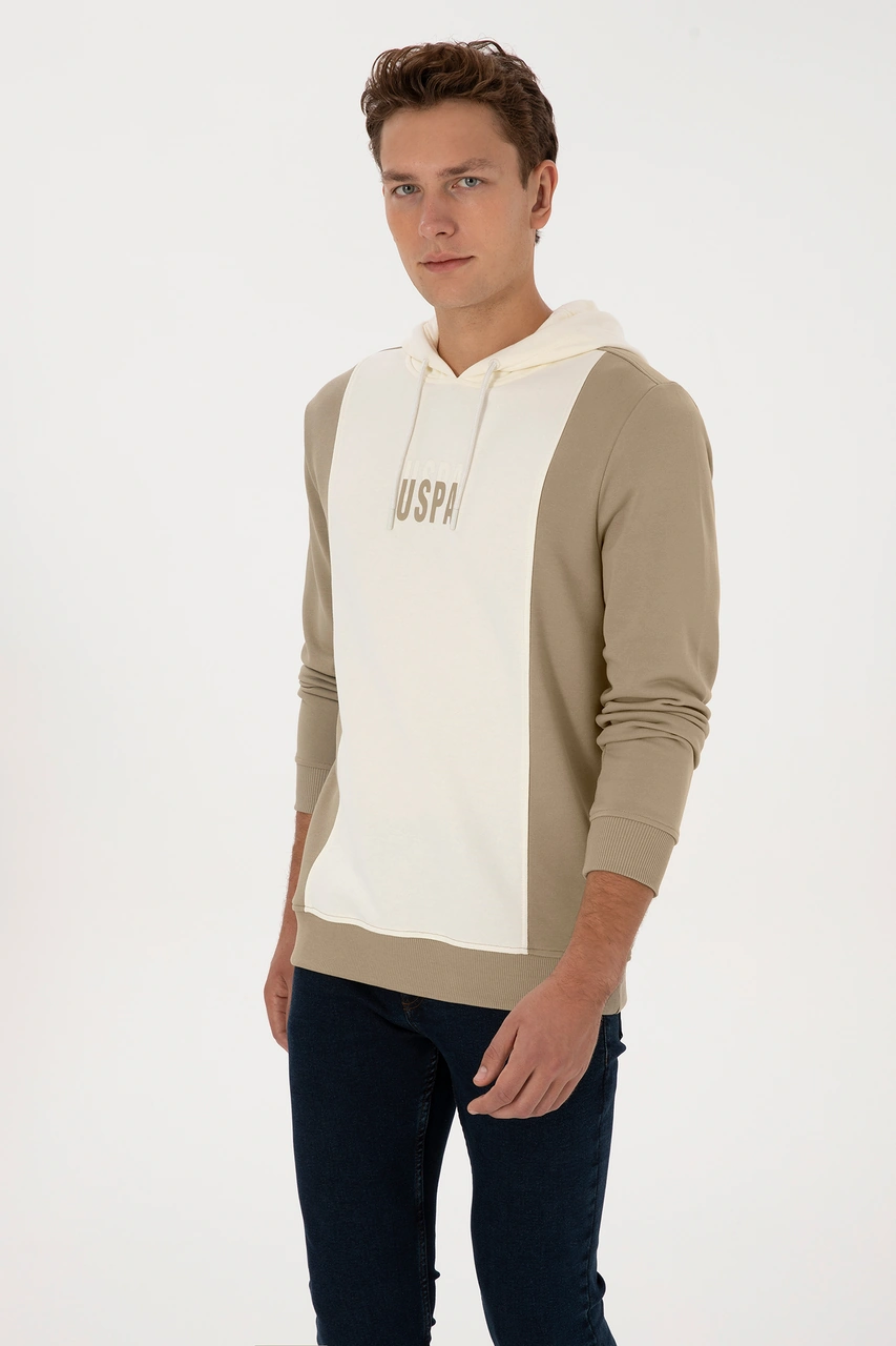 U.S. Polo Assn. Erkek Regular Fit Kapüşonlu Açık Haki Sweatshirt 50316365-VR183