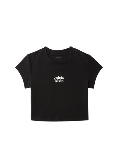 Calvin Klein Ss Seasonal Logo Bab, Ub1 Siyah Kadın T-shirt