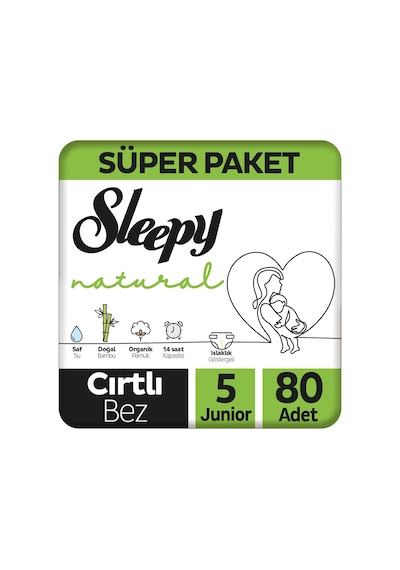 Sleepy Natural Süper Paket Bebek Bezi 5 Numara Junior  80 Adet 2'li
