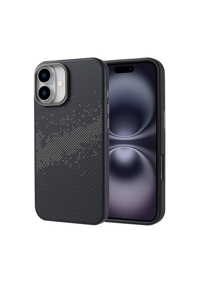 Zore Apple Uyumlu iPhone 16 Plus  Magsafe Şarj Özellikli Karbon Fiber Tasarımlı Vave Kap Gri