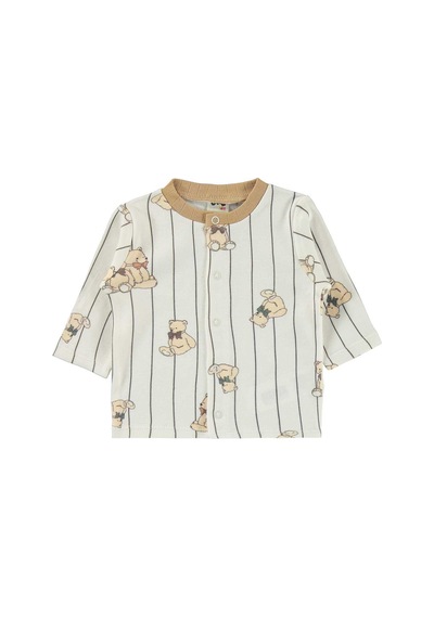 Civil Baby Fiyonklu Ayılar Empirme 1-9 Ay Pijama Takımı - Ekru