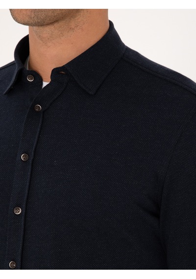 Cacharel Lacivert Slim Fit Uzun Kollu Gömlek