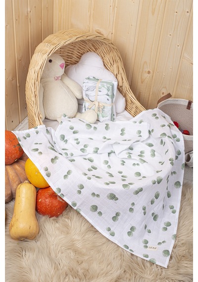 Luckka Dijital Baskılı 3'lü Müslin Örtü Seti - 75x75 Cm - Zt5000 Yeşil Yeşil