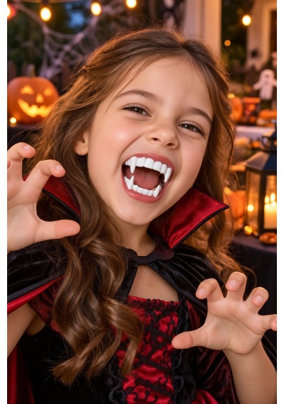 Halloween Cadılar Bayramı Çocuk Vampir Dişi Tekli Paket Kostüm Parti Aksesuarı Beyaz Sivri Diş