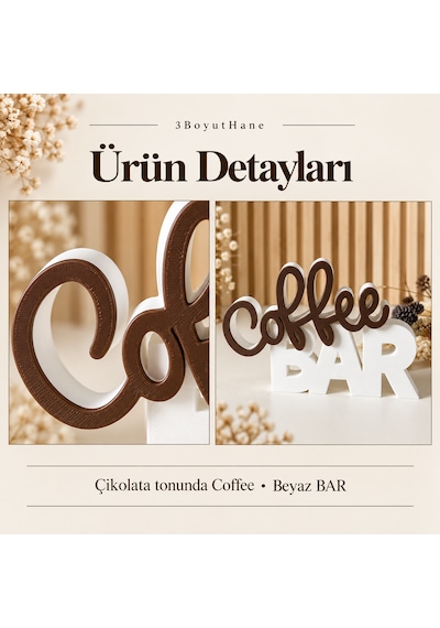 Coffee Bar Dekoratif Yazı Kahve Köşesi Masaüstü Raf Süsü 12 Cm &