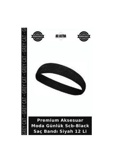 Premium Aksesuar Moda Günlük Scb-black Saç Bandı Siyah 12 Li