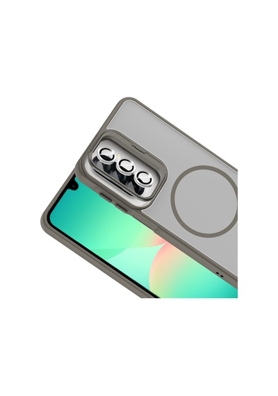 Samsung Uyumlu Galaxy A17 Kılıf Standlı Ve Kamera Lens li Etro Kapak Gri