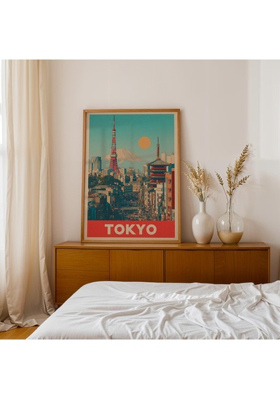 Retro Tokyo Seyahat Posteri: Japon Ufuk Çizgisi Sanatı &