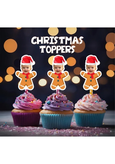 Chrıstmas Cupcake Pasta Süsü Kürdan 10 Adet Kişiye Özel Pasta Süsü 0