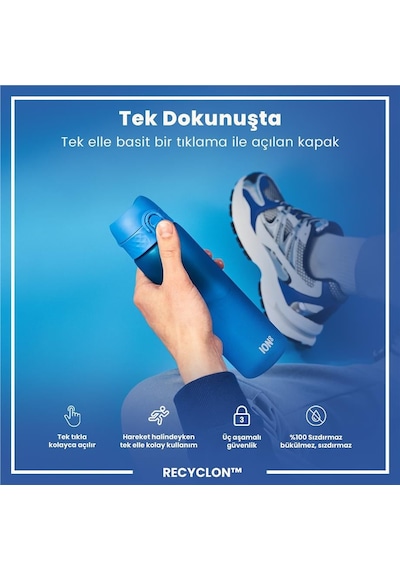 Ion8 - İnce Suluk - Mavi - 500 Ml - Sızdırmaz - Bpa İçermeyen