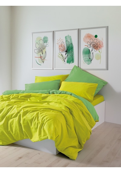 Cozy Home Popping Colors Çift Kişilik Lastikli Çarşaflı Nevresim Takımı Sage Sarı-yeşil Sarı - Yeşil