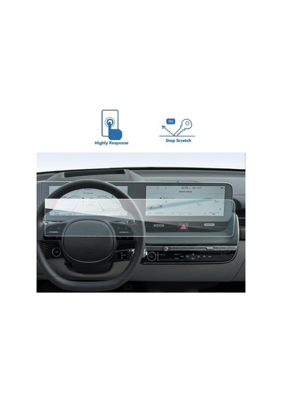 Hyundai Ioniq 5 Uyumlu Araç Ekran Koruyucu Multimedya Dijital Gösterge 9h Nano Kırılmaz Şeffaf