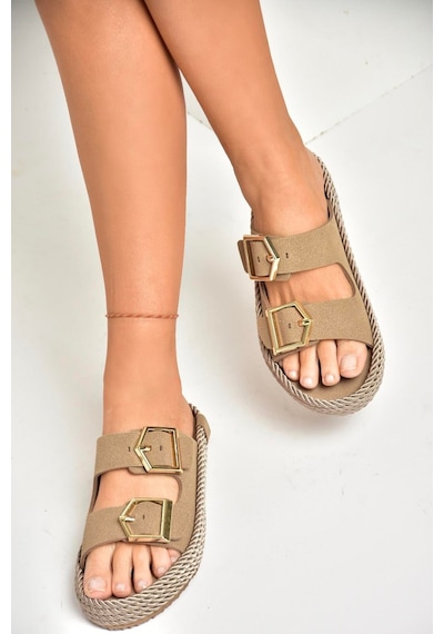 Fox Shoes U596030202 Vizon Süet Kadın Terlik Vizon