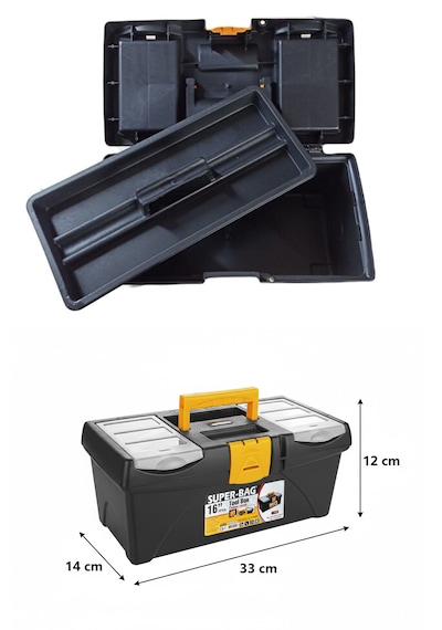 Takım Çantası Alet Kutusu Kapaklı Mini Bölmeli Organizer Dayanıklı Plastik Malzeme 14'' 16 İnç