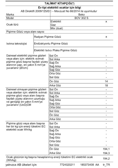 Beko BOV 302 S Domino Seramik Ankastre Ocak