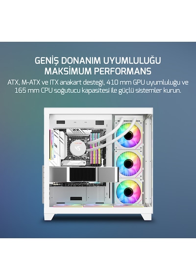 Gamepower Warcry Topglass 650w 4xargb Temperli Cam Atx Beyaz Akak0gmp0028