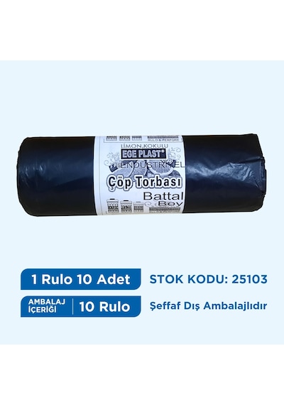 Egeplast Çöp Torbası Battal Boy Limon Kokulu 75X90 Koli 10 Rulo N11.157