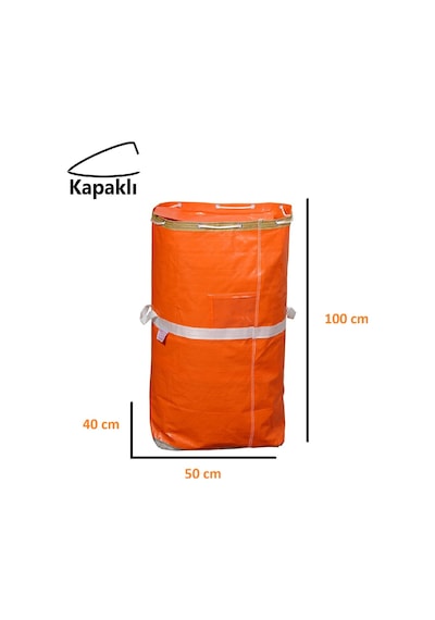 İş-ev Branda Taşıma Çuvalı 50x40+100cm Kapaklı, Ipli Ve Cepli 170gr.tekstil Çuvalı TURUNCU