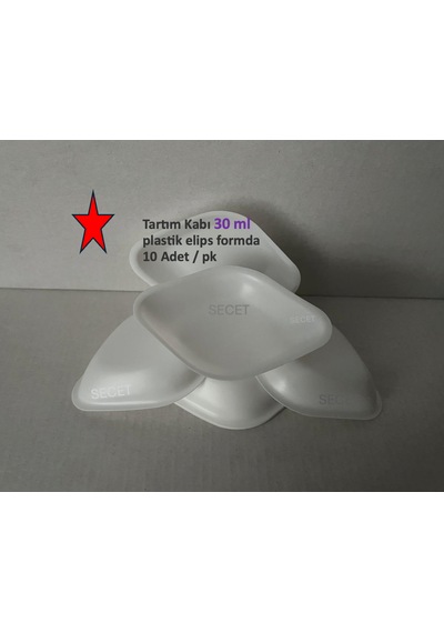 Tartım Kabı 30 Ml, Plastik Elips Formda - 10 Adet / Pk