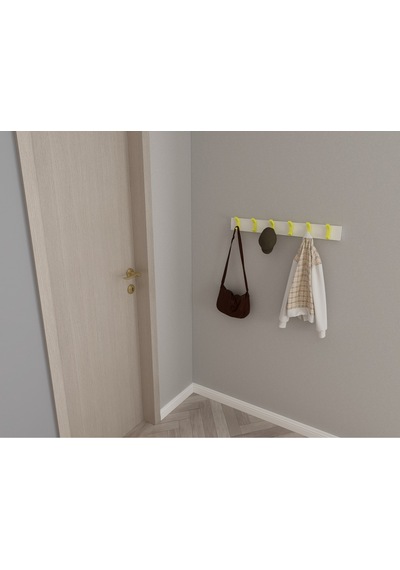 Hepsi3boyutlu Modern Duvar & Kapı Kanca Askılık - 6 Adet Sarı Kanca Askılık - Model No : 2 Sarı
