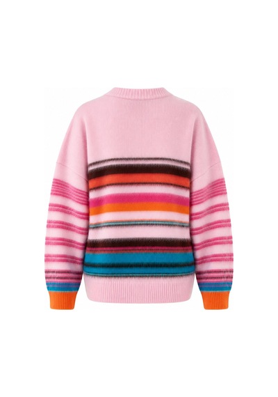 Laluvia Pembe Çok Renkli Çizgili Yumoş Kazak - 10201