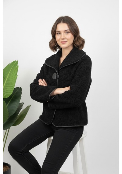 Hiramir Yeni Sezon Kadın Tokalı Peluş Mont Ks2573 Siyah