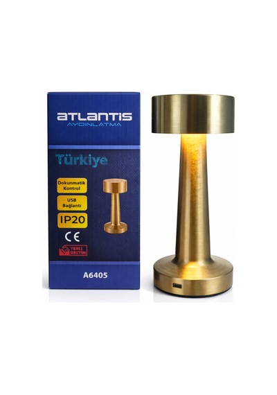 Şarj Edilebilir Masa Lambası 21cm 3 Renk Dokunmatik Altın