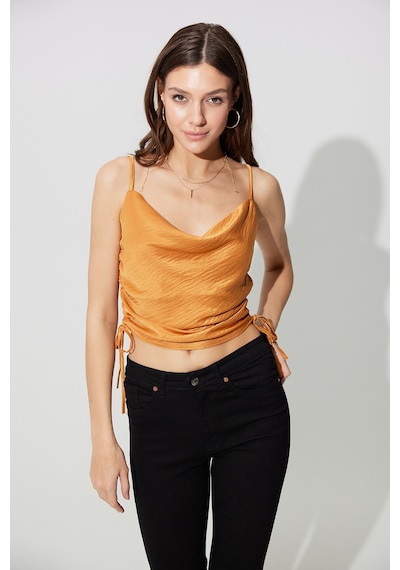 Sherin Taba Yanları Büzgülü Askılı Büstiyer SS23CT4735TA-TABA