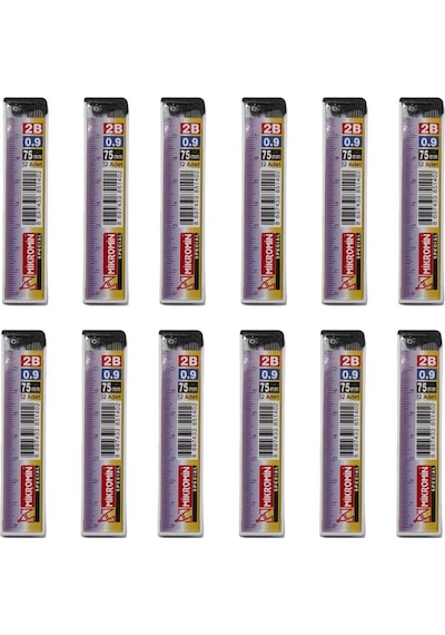 Min 0.9 MM Cetvelli Kalem Ucu 75 MM Mikro Uç 12 Adet