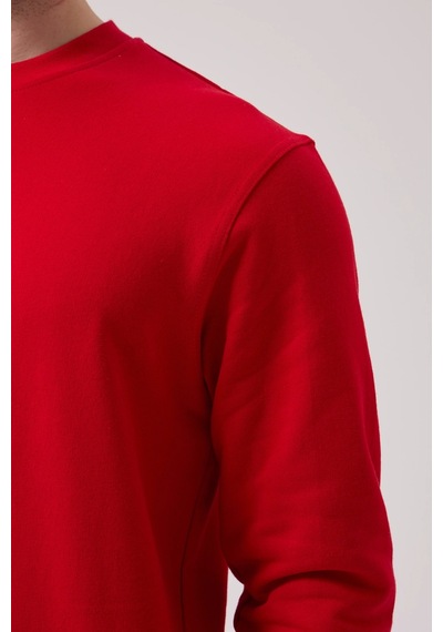 Galanthus Basic Sweatshirt - Uzun Kollu, Pamuklu, Rahat Kesim, Günlük Ve İş Kullanımı Kırmızı