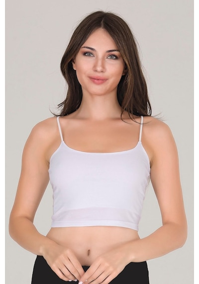 Sensu Kadın Ip Askılı Beyaz Crop Büstiyer - Bst1002 Beyaz