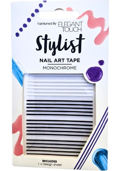 Elegant Touch Stylist Monochrome Nail Art Siyah-beyaz Renkler Tırnak Şerit Bant Süsü