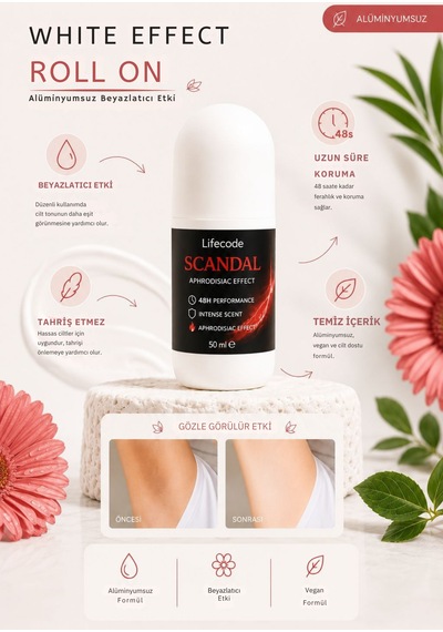 Alüminyumsuz Beyazlatıcı Etkili Roll On 50 Ml Scandal