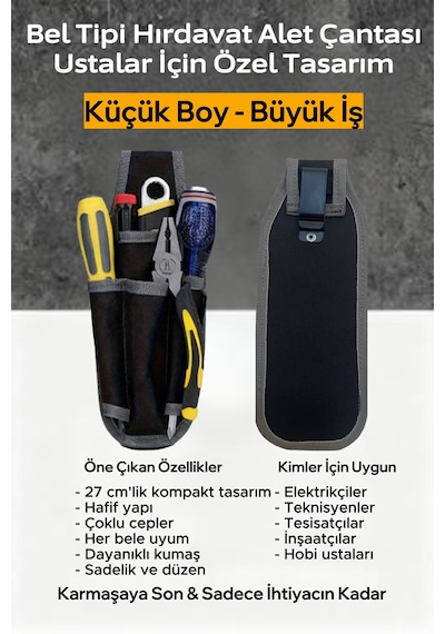 Bel Tipi Hırdavat Alet Çantası Hırdavat Çantası Elektrikçiler Teknisyenler Ustalar İçin Özel Tasarım 27cmx10cm