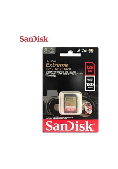 SanDisk Extreme SDSDXVA-128G-GNCIN 128 GB SD UHS-I 4K UHD Hafıza Kartı