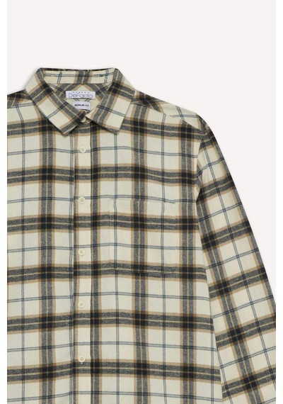 Defacto Regular Fit Polo Yaka Kareli Pamuklu Uzun Kollu Gömlek E8152ax25aunv125 Lacivert