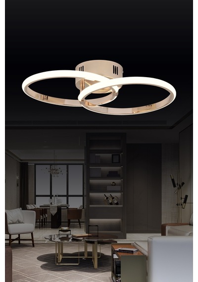 Pl 02 2 Model Gold 3 Renkli Salon Ve Oturma Odası İçin İdeal Alüminyum Avize, 45x10 Gold